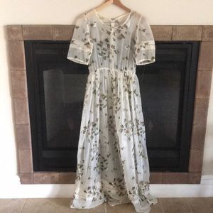 Vintage Floral Gauzy  Maxi Dress